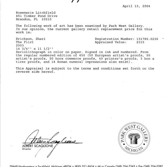 "The Flirt" by Shari Erickson Seriolithograph - Picture 5 of 7